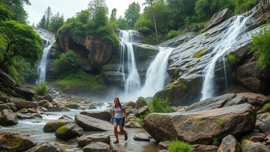 Dells of the Eau Claire in Wisconsin, rocky waterfall landscape.