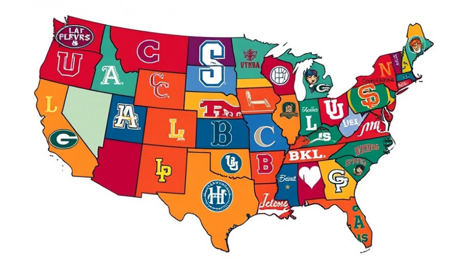 Colorful map with college logos for 2025 NFL Draft.