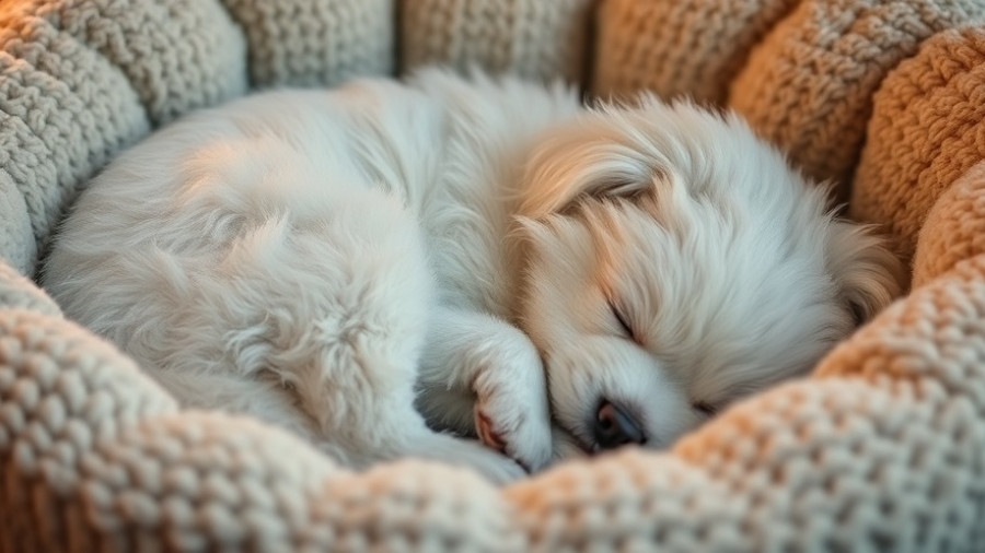 Fluffy white dog resting in a cozy bed, CBD for pets