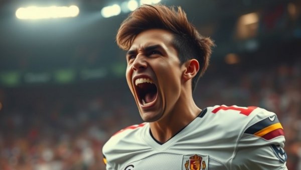 Football player celebrating intensely during a game, 2025 NFL Draft.