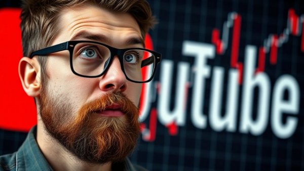 Video marketing strategy concept with YouTube logo and thoughtful man.