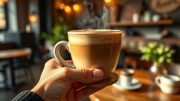 Creation Mode vs. Consumption Mode: Hand holding a coffee cup in a cafe.