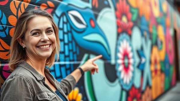 Vibrant street art in Janesville captures Wisconsin travel spirit.