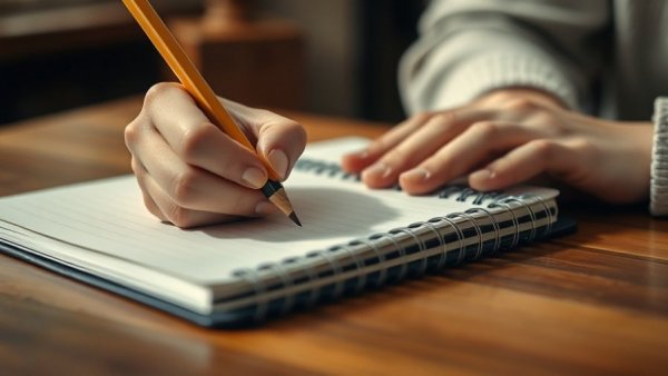 Understanding Mood Diaries: Handwriting in spiral notebook.