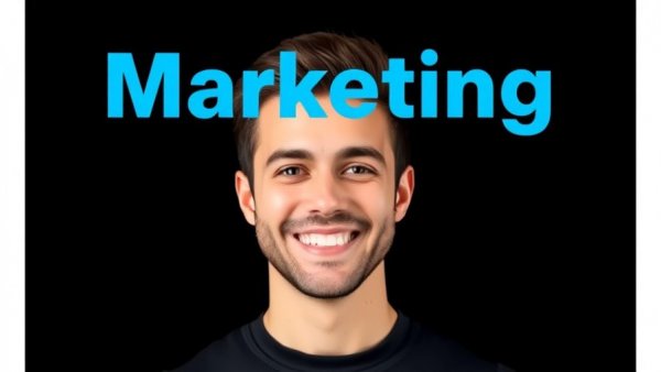 Social media marketing call promotion with smiling man and text.