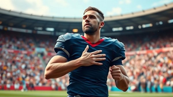 Packers win over Vikings in Week 12, emotional player stands with hand on heart.