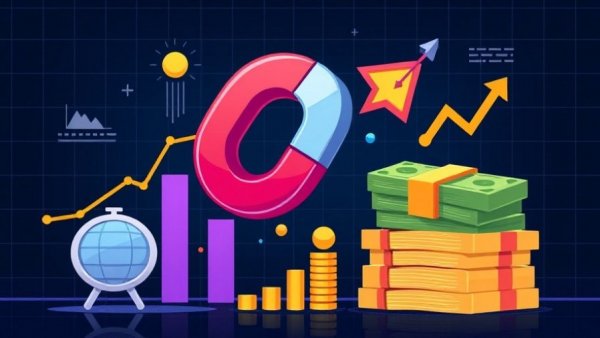 Facebook Advertising Tips infographic with magnet and cash icons