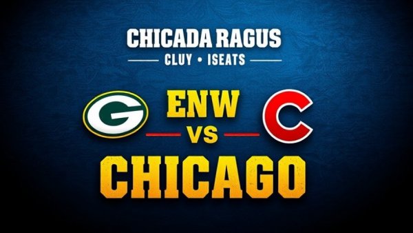 Wisconsin outdoor recreation game poster, Green Bay vs Chicago promotional design.