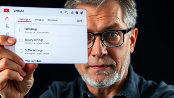 YouTube settings updates displayed next to man with glasses.