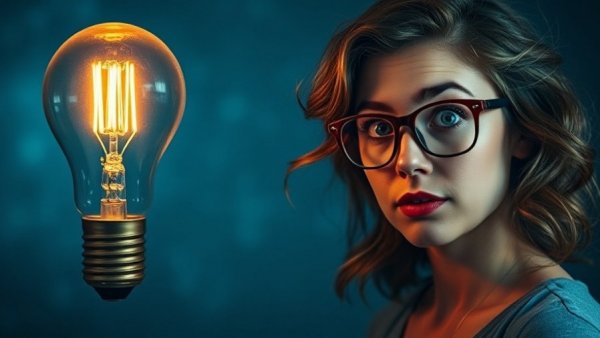 Curious woman and text 'Clients Chase You', vibrant design.