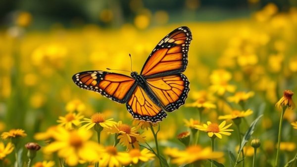 Monarch butterfly on wildflowers symbolizing federal protections.