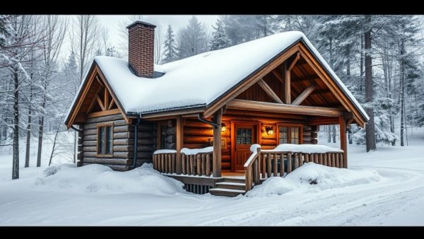 Winter cabin escape in Wisconsin, highlighting cozy winter activities