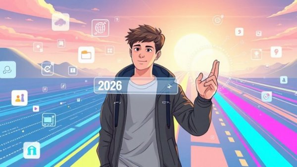 Futuristic search interface illustration for Future of Search in 2026