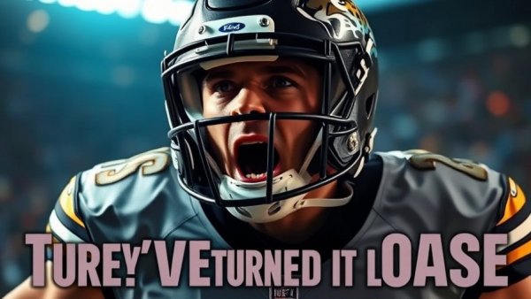 Energetic football player with jaguar helmet in 2025 NFL Draft.