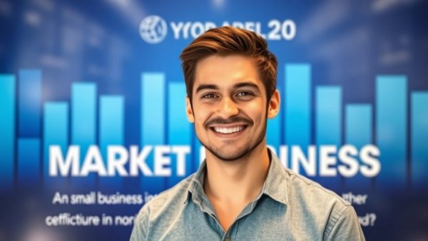 Optimistic man in a marketing-themed photo, highlighting social media marketing strategies for small business.