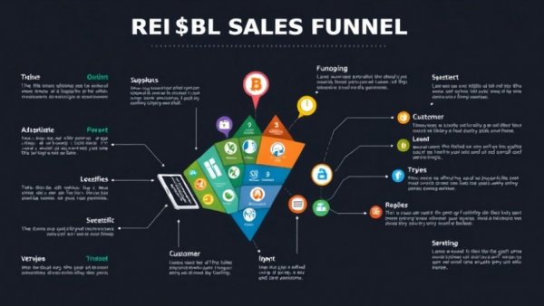Business sales funnel infographic with Facebook ads to sales process.