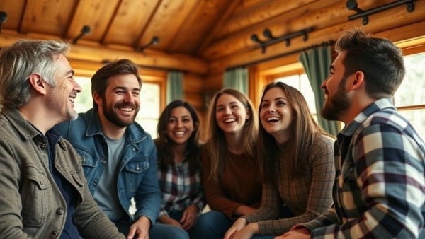 Wisconsin travel podcast in a cozy cabin setting.