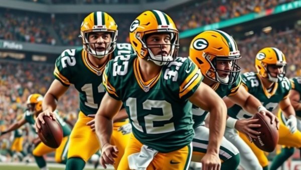 Dynamic Green Bay Packers players collage during Wild Card playoff game