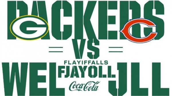 Packers vs. Bears NFC Wild Card Playoff poster with game details.