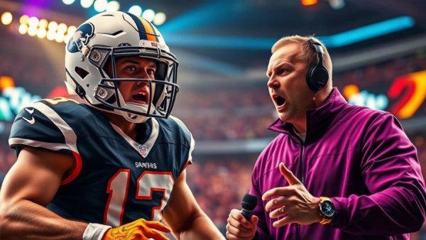 NFL Wild Card comeback scene with player and commentator.