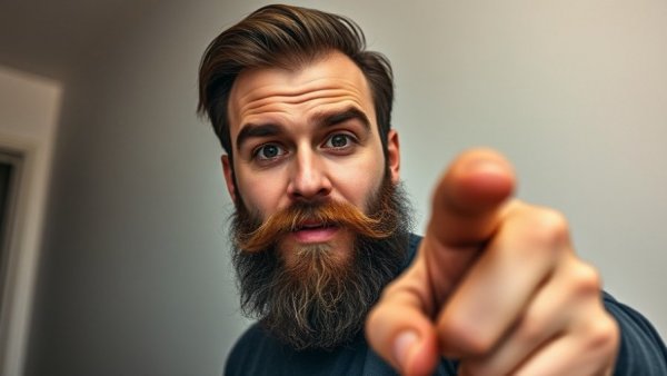 Expressive bearded man pointing at camera, related to 30-day video challenge.