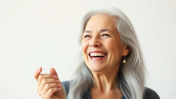Joyful older woman smiling warmly, Wisconsin family activities inspiration.