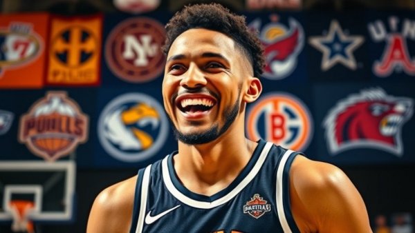 Anthony Davis trade rumors featuring basketball player and team logos.