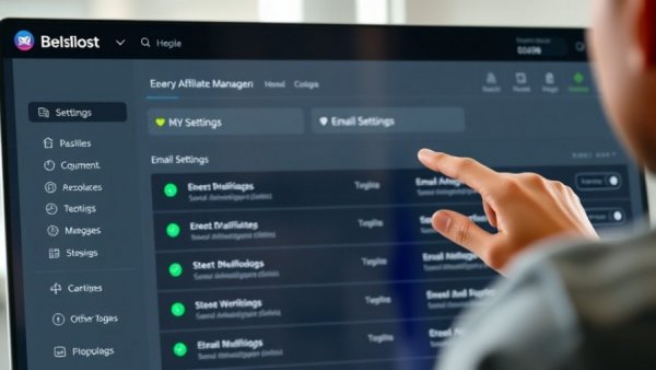 Modern affiliate management dashboard displaying settings for email notifications. Affiliate Marketing Trends 2026.