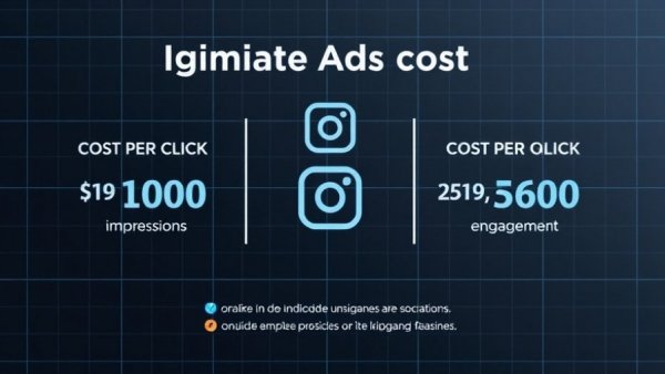 Infographic on Instagram ads cost details with dark grid background. Are Facebook Ads worth it?