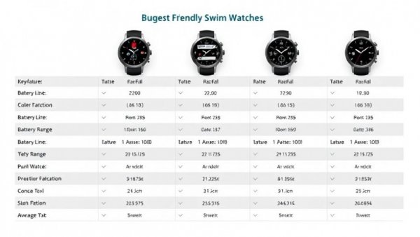 Table of budget-friendly swim watches 2025 with features and prices.