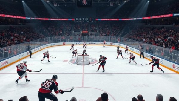 Exciting ice hockey game at a stadium in Wisconsin, featuring vibrant team colors and dynamic action.