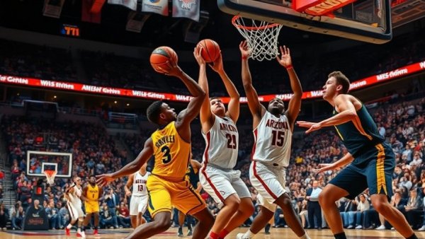 West Virginia Mountaineers vs Arizona Wildcats highlights action shot.