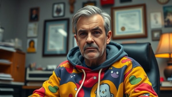 Middle-aged man in office setting focusing on email list growth.