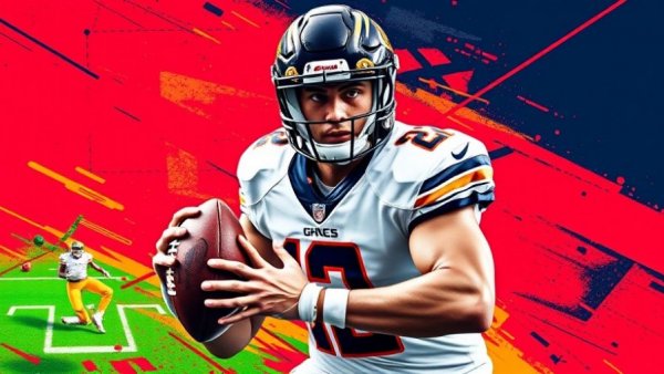 Sport graphic of player transfer with team colors and bold text