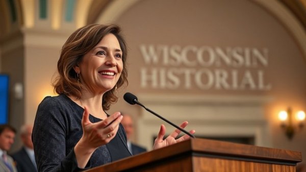 Wisconsin family activities, woman speaking at Wisconsin Historical Society.
