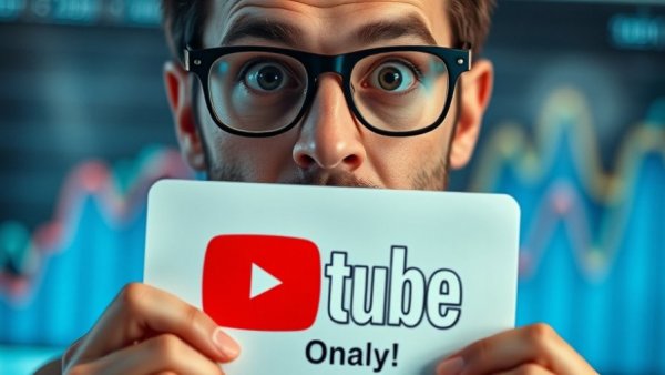 Surprised man holding YouTube logo for video marketing strategy.