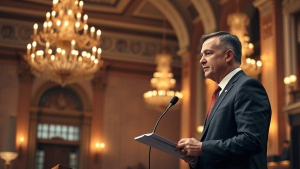 Elegant building interior in Wisconsin, person giving speech. Wisconsin family activities.