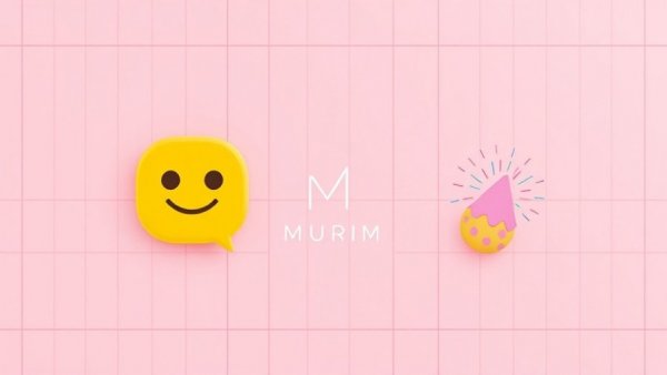 Minimalist digital marketing ad design with emojis and logo on pink grid