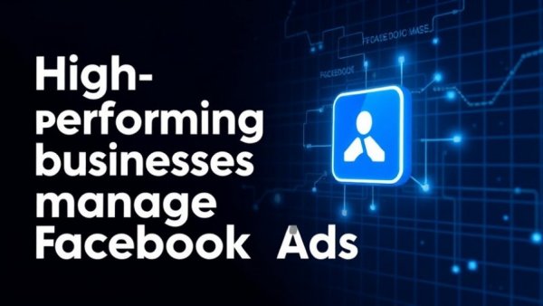 Abstract depiction of Facebook advertising tips with text and ad icon.