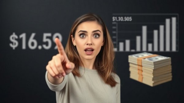 Surprised woman with social media marketing success story.