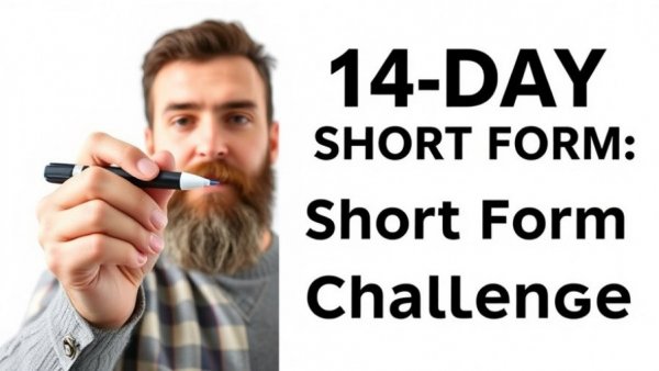 Affiliate list building: Bearded man presenting a 14-day challenge.