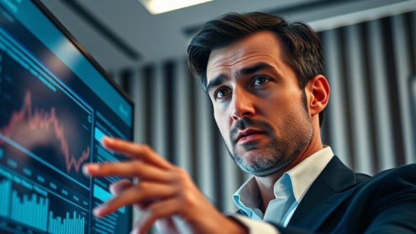 Man presenting data on loyalty metrics for email marketing strategy.