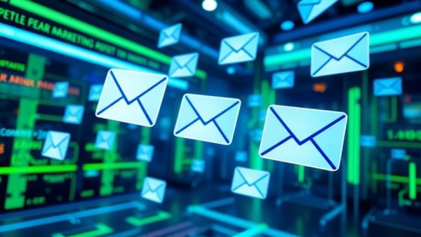 Futuristic email marketing trends 2026 interface.