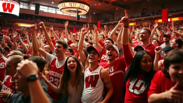 Lively Wisconsin Badgers pregame fan event; vibrant energy and excitement.
