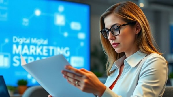 Professional woman strategizing for social media advertising