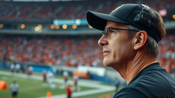 Focused coach during Wisconsin sports team game.