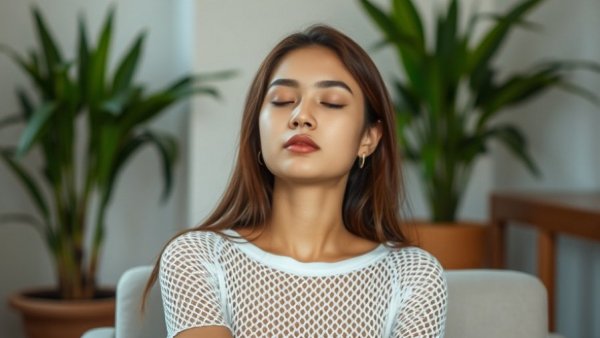 Casual woman discussing website traffic generation indoors.