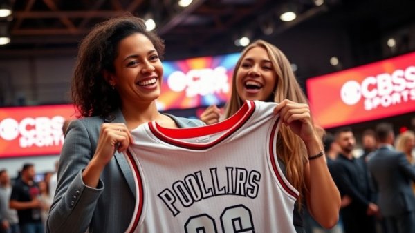 WNBA Draft Recap, two women celebrating with jersey.