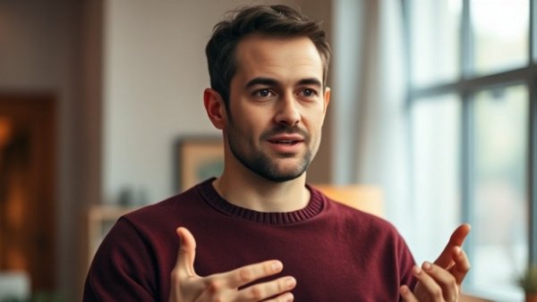 Wisconsin Family Action discussion by man indoors, soft lighting.