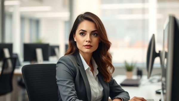 Professional woman at desk symbolizing press release distribution